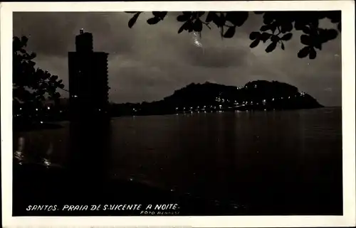 Ak Santos Brasilien, Praia de S. Vicente a Noite