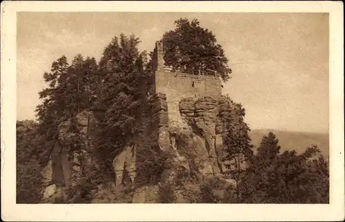Ak Turnov Turnau Region Königgrätz, Burg Valdštejn, Waldstein, Ruine, Felsen