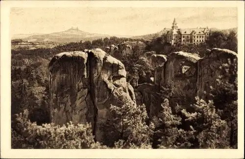 Ak Hrubá Skála Groß Skal Region Reichenberg, Vyhlidka s Marianske skaly, Felsen