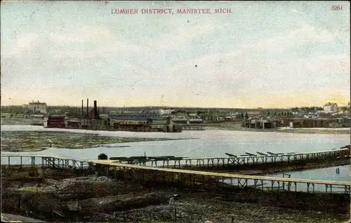 Ak Manistee Michigan, Lumber District, Panorama, Stege, Fabrik