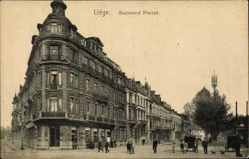 Ak Liège Lüttich Wallonien, Boulevard Piercot, Eckhaus, Straßenansicht
