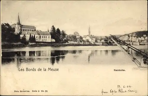 Ak Nameche Wallonien Namur, Les Bords de la Meuse, Flussansicht