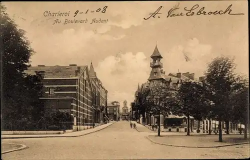 Ak Charleroi Wallonien Hennegau, Au Boulevard Audent, Kreuzung, Panorama