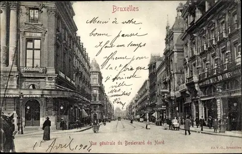Ak Bruxelles Brüssel, Vue generale du Boulevard du Nord, Straßenpanorama