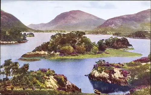 Ak Killarney Irland, The Islands, Upper Lake, Insel, See