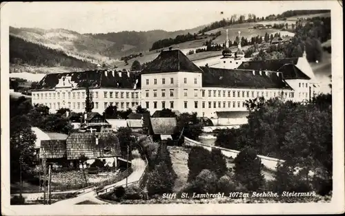 Ak Sankt Lambrecht Murau Steiermark, Stift, Außenansicht mit Umgebung