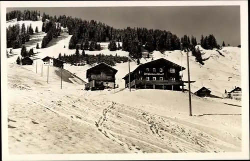 Ak Hirschegg Mittelberg im Kleinwalsertal Vorarlberg, haus Bergkameradschaft, Schnee