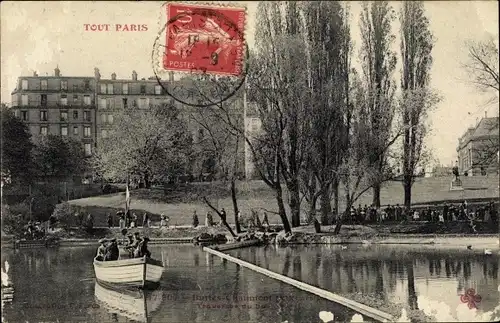 Ak Paris XIX Buttes Chaumont, Bootspartie