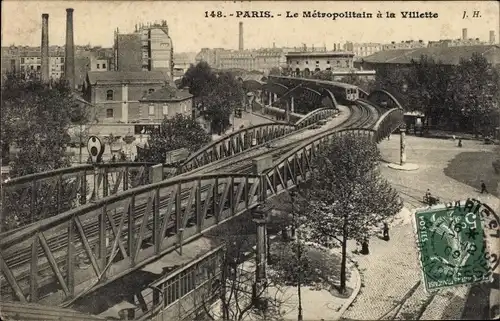 Ak Paris XIX La Villette, Le Métropolitain à La Villette