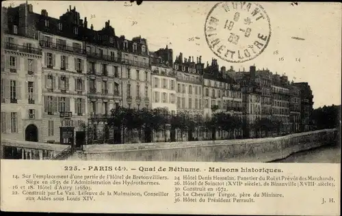 Ak Paris, Quai de Béthume, Maisons historiques