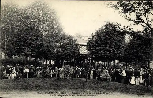 Ak Paris XI, Square Parmentier, La Musique de la Garde République