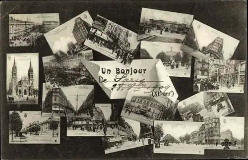 Ak Paris XI, Detailansichten, Straßenpartien, Kirche