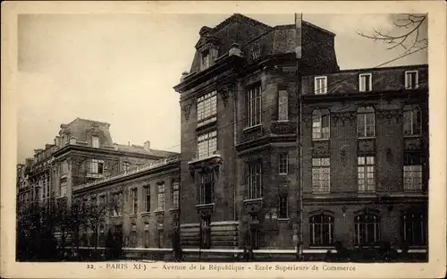 Ak Paris XI, Avenue de la République, École Superieure de Commerce