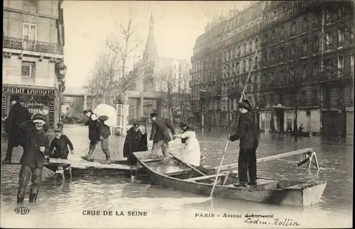 Ak Paris XII, Rue Ledru Rollin, Crue de la Seine