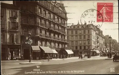 Ak Paris VI, Carrefour de la rue de Rennes et de la Rue de Vaugirard