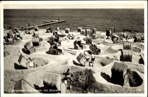 Foto Ak Ostseebad Kellenhusen in Holstein, Strandpartie, Strandkörbe