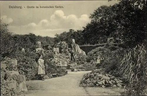 Ak Duisburg im Ruhrgebiet, Grotte im botanischen Garten