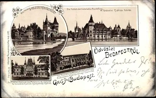 Litho Budapest Ungarn, die Festhalle der Milleniums-Ausstellung