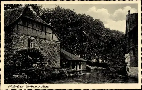 Ak Paderborn in Westfalen, Partie a. d. Pader, Wassermühle