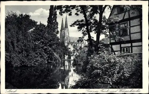 Ak Soest in Westfalen, Grosser Teich und Wiesenkirche