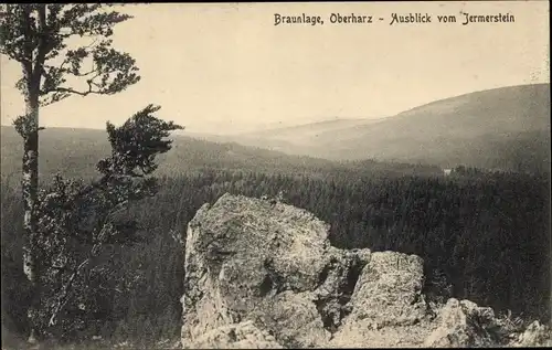 Ak Braunlage im Oberharz, Ausblick vom Jermerstein