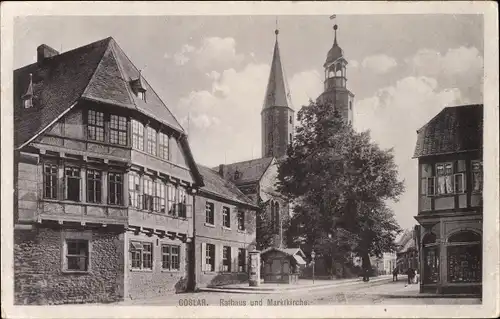 Ak Goslar am Harz, Rathaus und Marktkirche
