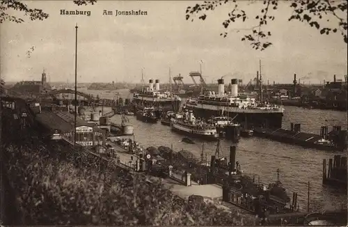 Ak Hamburg, Am Jonashafen, Dampfer