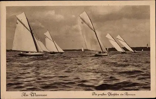 Ak Berlin Zehlendorf Wannsee, Die großen Yachten im Rennen