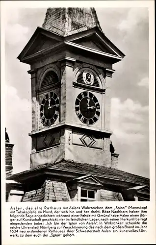 Ak Aalen im Ostalbkreis Württemberg, Altes Rathaus, Turmuhr