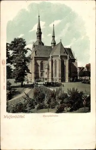 Ak Wolfenbüttel in Niedersachsen, Blick auf die Hauptkirche