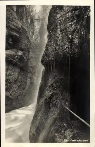 Ak Garmisch Partenkirchen in Oberbayern, Partnachklamm, Wasserfall