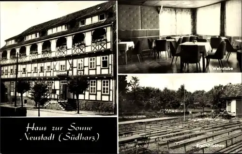 Ak Neustadt am Harz in Thüringen, Haus zur Sonne, Freilichtbühne, Weinstube