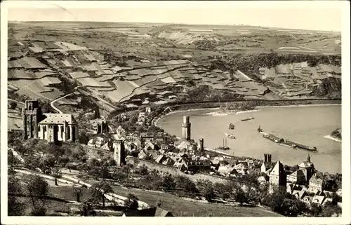 Ak Oberwesel am Rhein, Panorama, Rhein, Schiffe