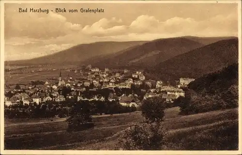 Ak Bad Harzburg am Harz, Blick vom Grafenplatz auf den Ort