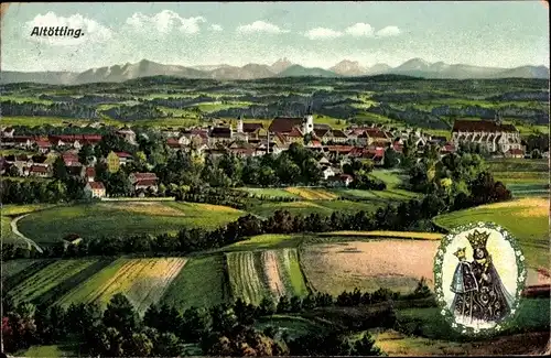 Ak Altötting in Oberbayern, Stadtpanorama, Heiligenbildnis
