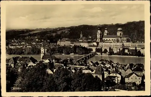 Ak Passau in Niederbayern, Panorama, Brücke