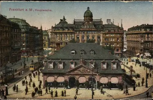 Ak Frankfurt am Main, Partie an der Hauptwache, Straßenbahn