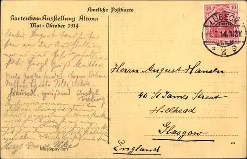 Ak Hamburg Altona, Gartenbau-Ausstellung, Mai-Oktober 1914