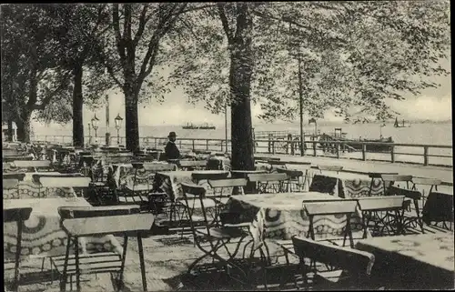 Ak Hamburg Altona Teufelsbrücke, Hotel Teufelsbrücker Hof, Außengastronomie