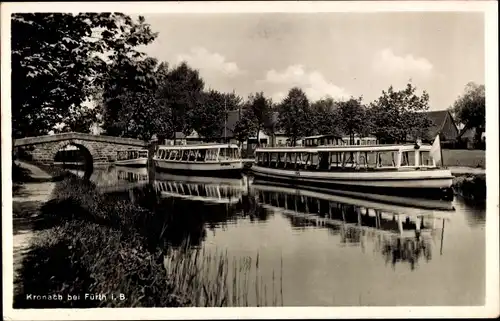 Ak Kronach Fürth in Mittelfranken Bayern, Flusslauf, Schiffe, Peter Weigel vorm. Memmert