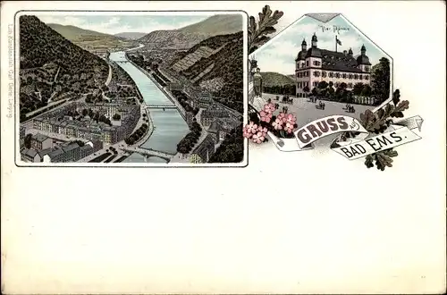 Litho Bad Ems an der Lahn, Panorama, Vier Türme