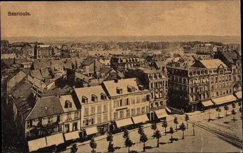 Ak Saarlouis Saarland, Blick über die Dächer der Stadt, Gebr. Rickart Lederhandlung, G. Julius Jahl