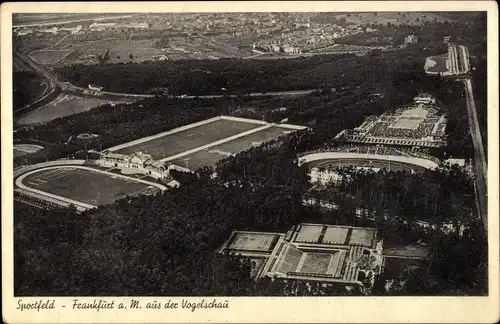 Ak Frankfurt am Main, Blick aus der Vogelschau, Sportfeld, Stadien