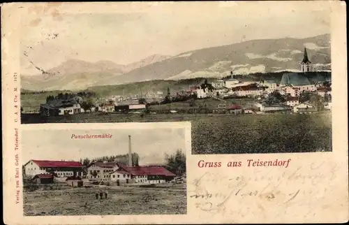 Ak Teisendorf in Oberbayern, Panorama, Punschernmühle