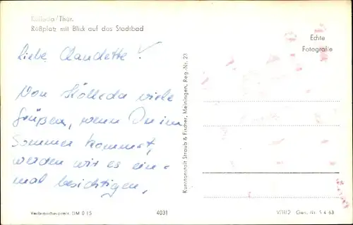 Ak Kölleda in Thüringen, Roßplatz, Stadtbad