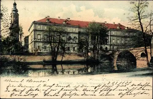 Ak Weimar in Thüringen, Schloss, Wasserseite