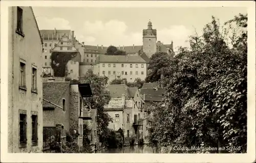 Ak Colditz in Sachsen, Mühlgraben, Blick zum Schloss