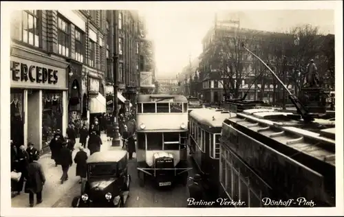 Ak Berlin Mitte, Straßenbahn am Dönhoff Platz, Doppeldeckerbus, Mercedes Schaufenster
