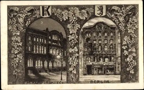 Passepartout Ak Berlin, Weinstuben Kempinski, Straßenansicht, Weinreben