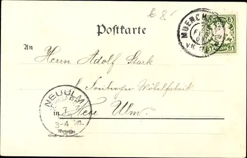 Litho München Bayern, Löwenbräu-Keller, Wappen, Frau, Brief, Briefkasten